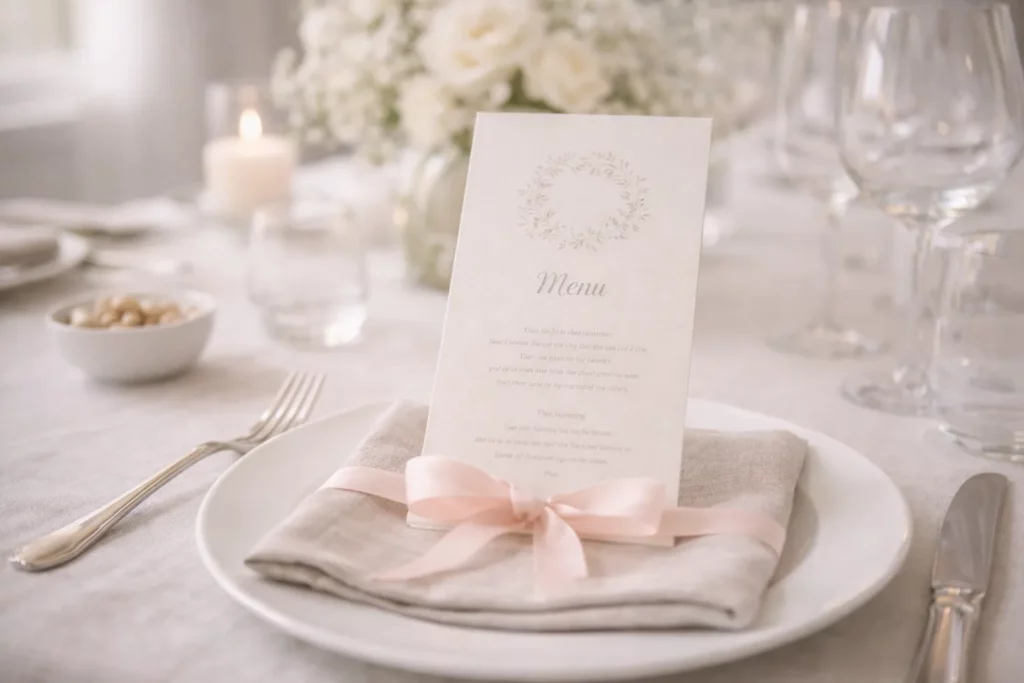 porte menu de baptême et table décoré pour l'occasion